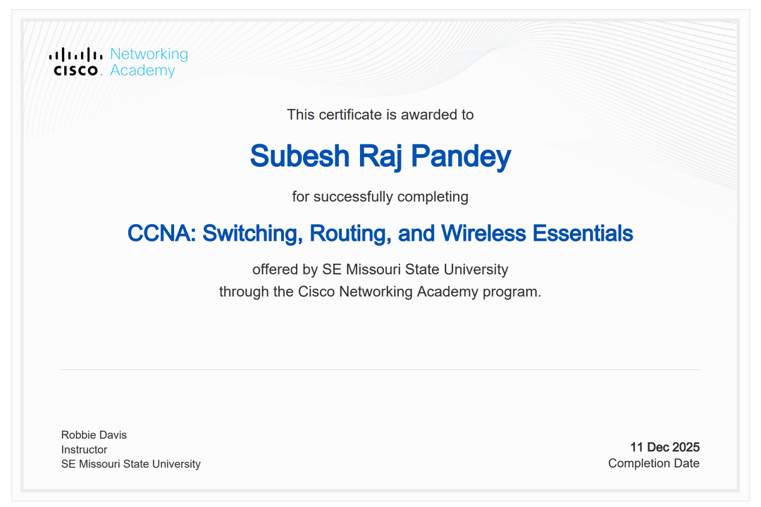 CCNA: Switching, Routing, and Wireless Essentials
